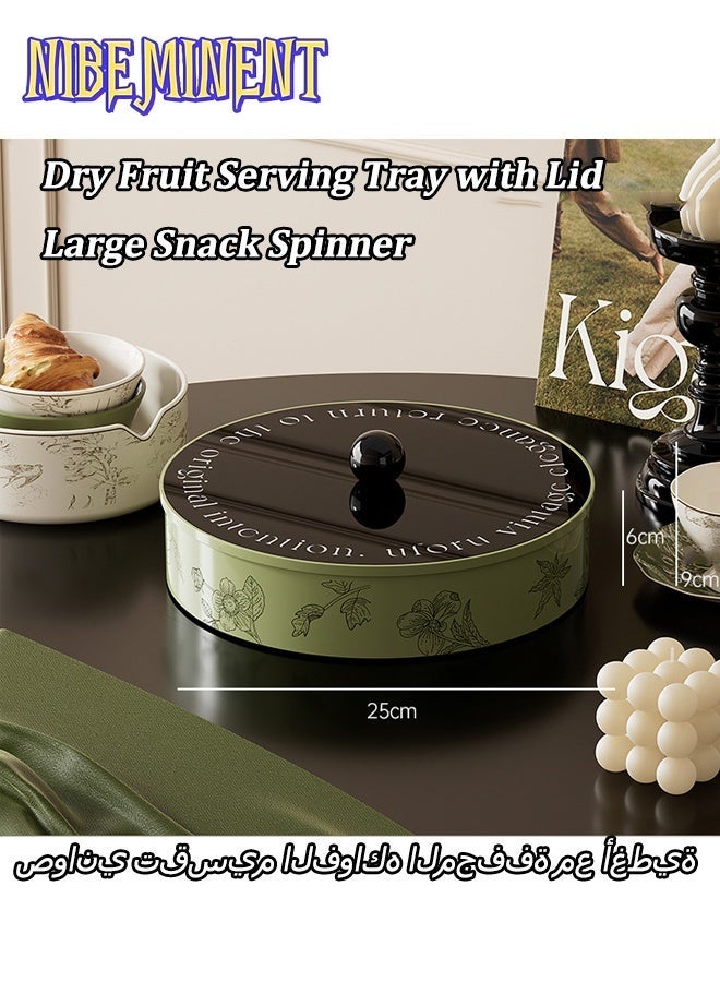NIBEMINENT Vintage French Dry Fruit Serving Tray with Lid for Snacks, Large Snack Spinner, Snackle Box Container, Ideal for Organizing Candies And Nuts in Your Living Room Green/Black - Image 1